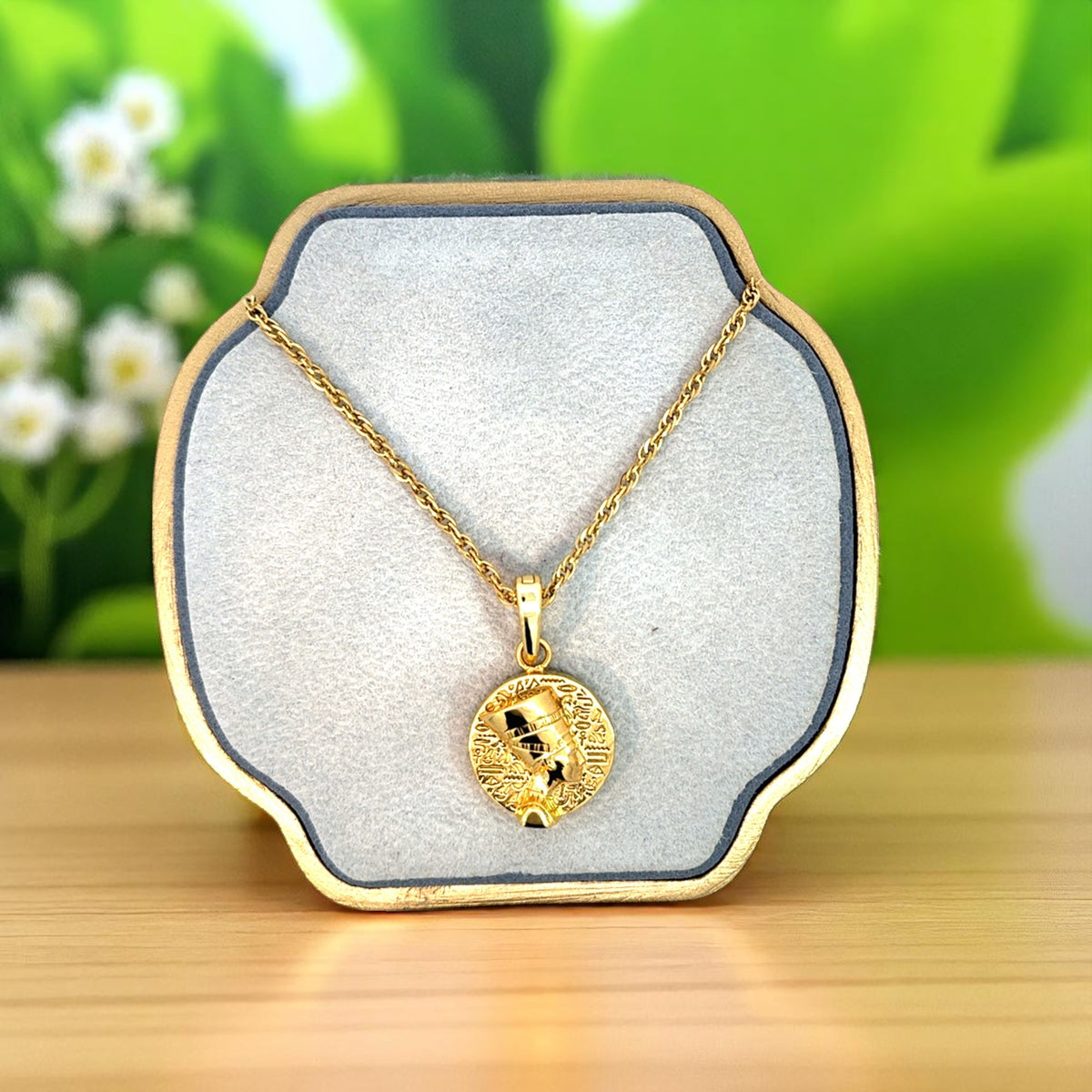 Nefertiti-Inspired, Italian-Designed Recycled Necklace. In stock April 10th. Shop Unique Nefertiti Pendant Necklace in 14kt - Treasured & Co main image 4